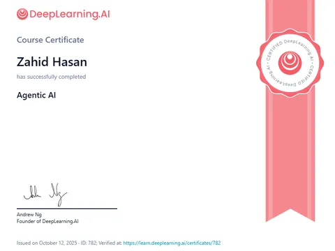 Agentic AI certificate from DeepLearning.AI