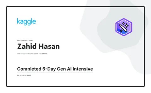 5-Day Gen AI Intensive certificate from Kaggle